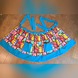 Haunted House themed Vintage Half Apron, Teal, One Size fits most, Halloween